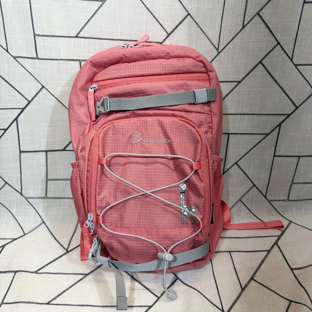 Mountaintop Backpack Kids Pink Giraffe Ripstop Outdoor School Bag